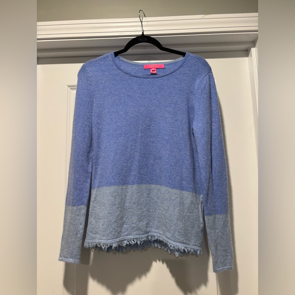 Lilly Pultizer Cashmere Sweater Womens Size Small Blue Two Toned Long Sleeve
